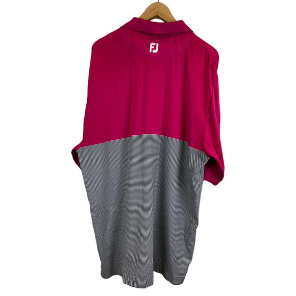 Footjoy Polo‎ Shirt FJ Logo Pink Color Block Striped Golf Men's X-Large XL - Picture 4 of 4